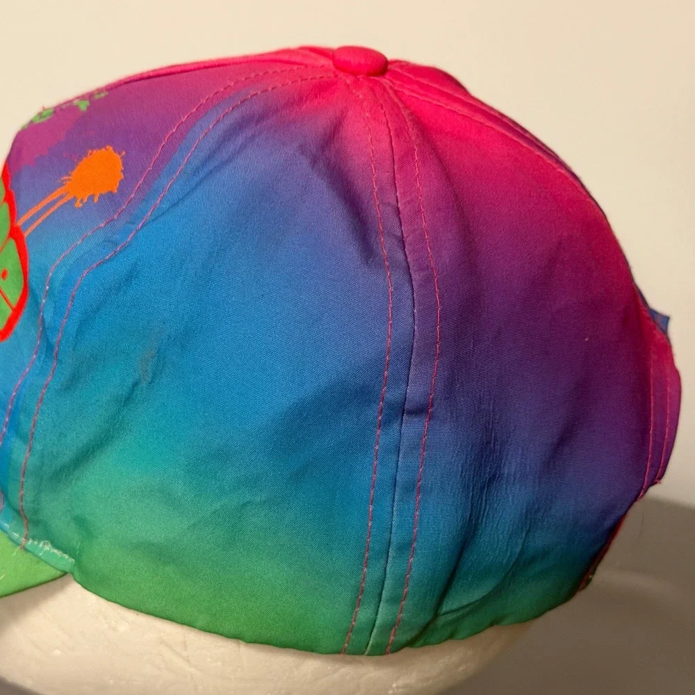 Vintage 1990s Slurpee Hat Neon Paint Splatter Colorful Adjustable Cap